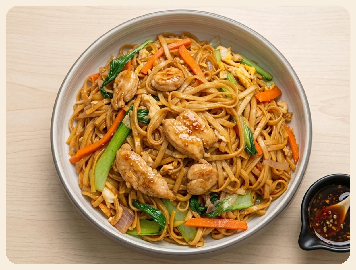 Smoky Flamed Chicken Noodle with Oyster Sauce