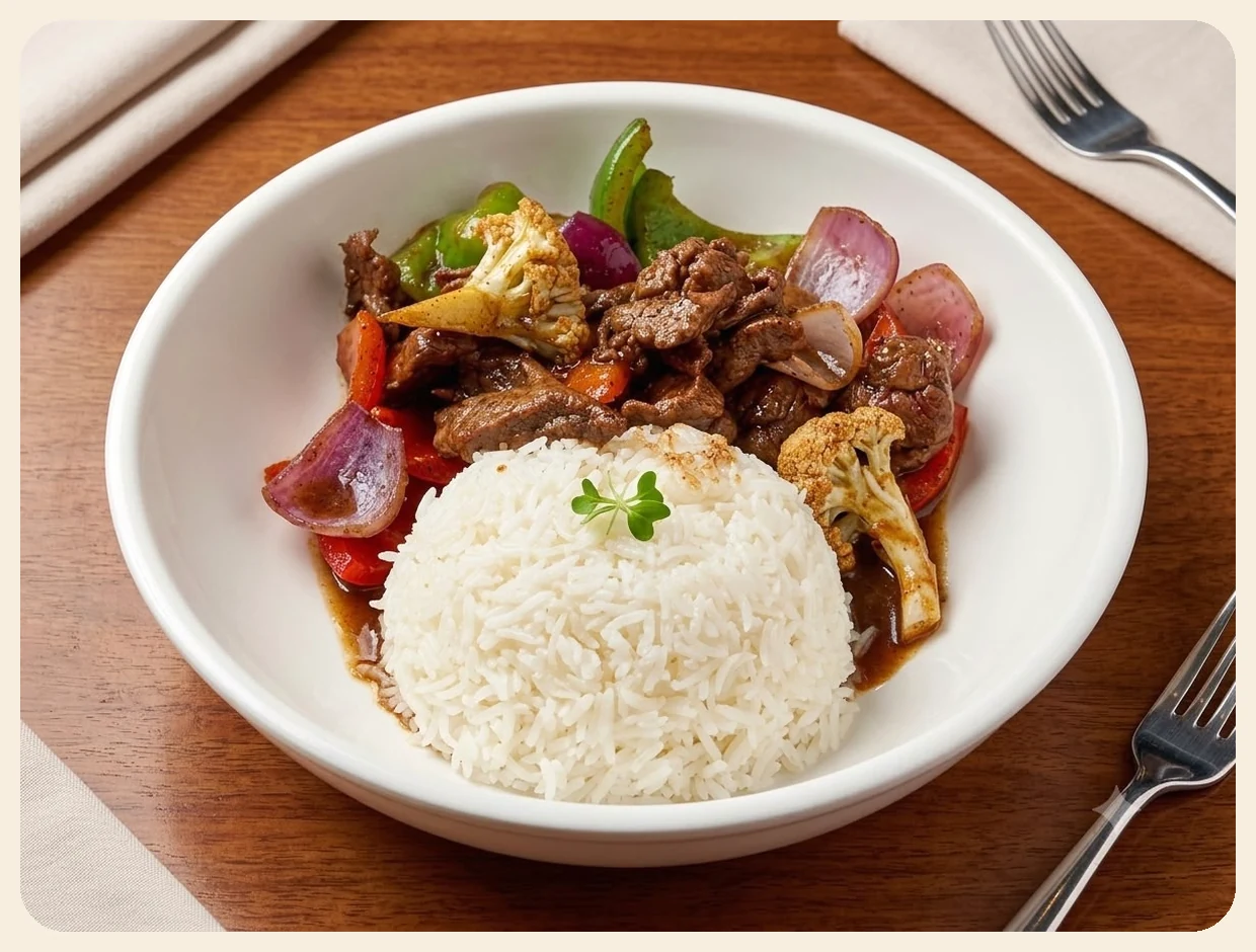 Black Pepper Beef with Rice
